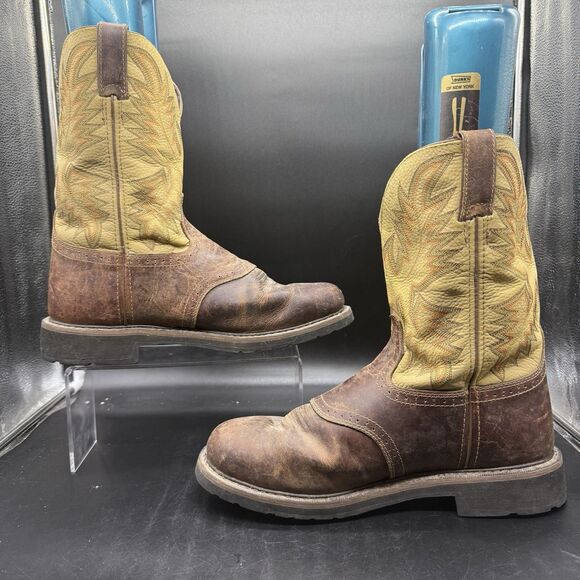 Justin Work Boots Mens Size 12D WK4660 Brown Western Cowboy Boots - Picture 1 of 7